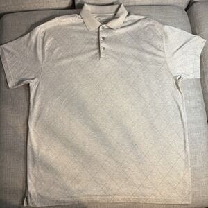 Jos A Bank Leadbetter Golf Polo Shirt Mens 2XLT Tall Beige Diamond Pattern